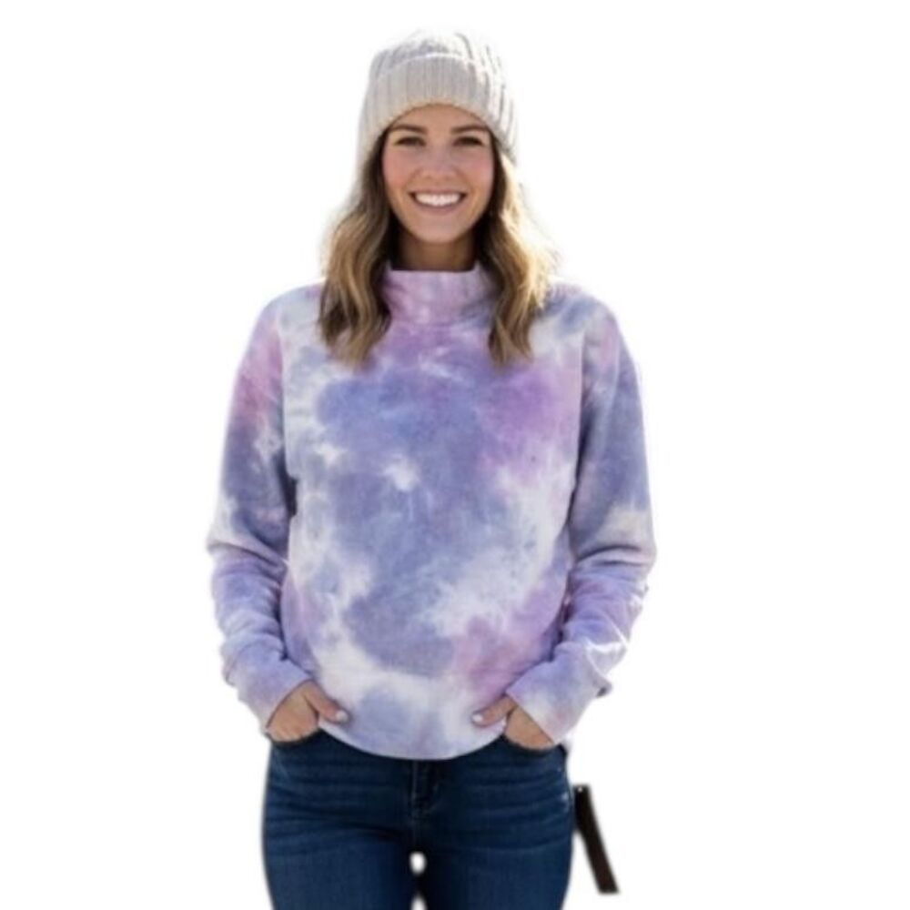 Almost Famous Sweatshirt Women's Small Tie Dye Mock Neck Pullover Teens Fleece